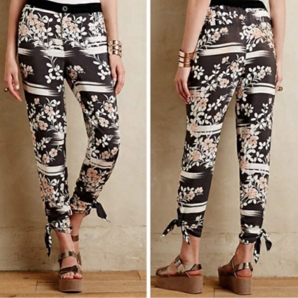 Elevenses Wildflower Floral Tapered Jogger Style Casual Pants Size Medium